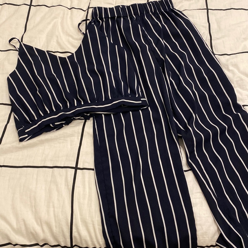 striped tie back cami and pants set